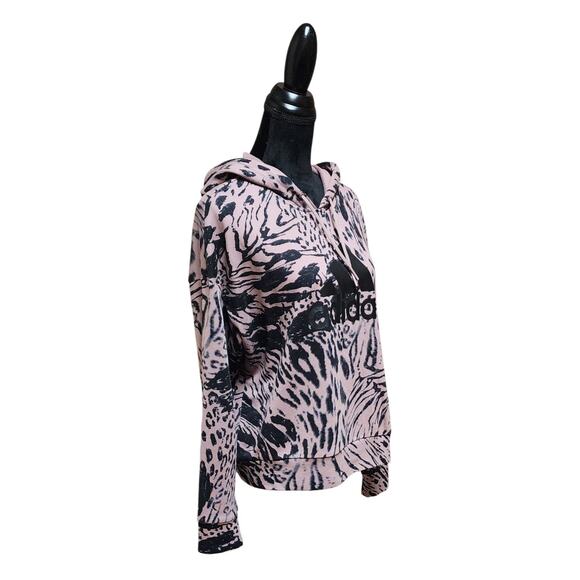 Adidas Women Future Icons Animal Print Hoodie Long Sleeve Sweatshirt Top Large L - Picture 4 of 9